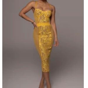 Yellow Niykee mesh and lace set